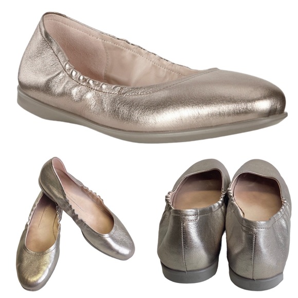 Ecco Shoes - ECCO Incise Enchant Warm Gray Gold Metallic Leather Ballet Flats Size 40 US 9